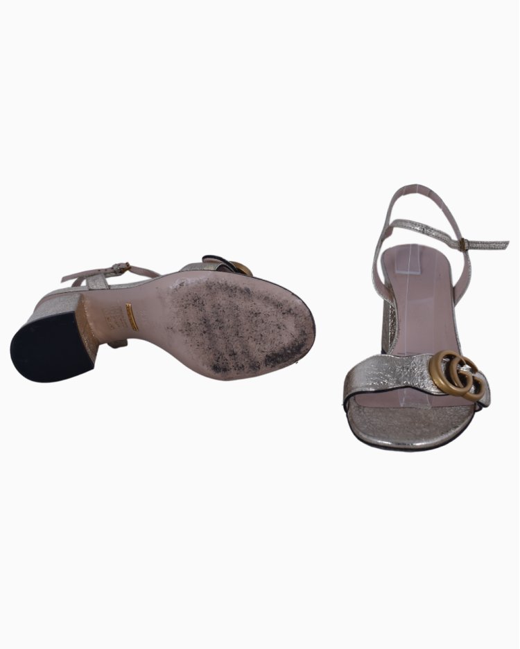 Sandália Gucci Original Metalizado Dourado feminina